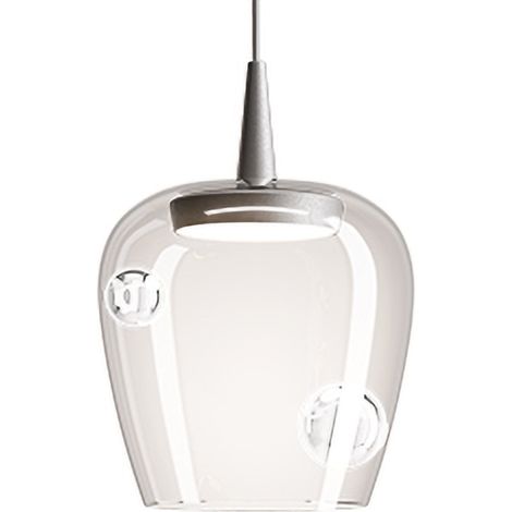 Zafferano Suspension Bilia 18 Led 8W 3000K En Verre Borosilicate Soufflé Et Aluminium, Design Élégant Pour Intérieur, Finition Transparente (1/3)