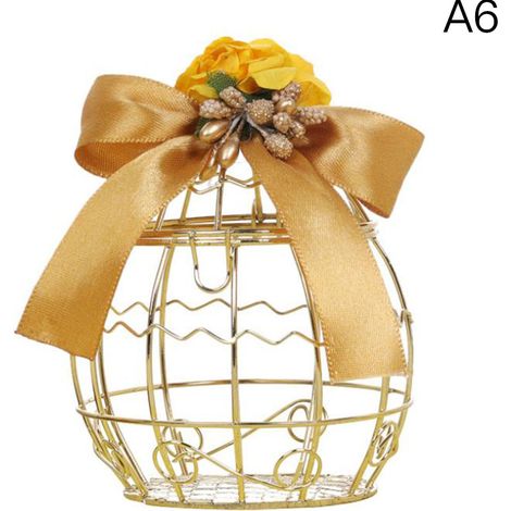 Miniatur-Bonbonkäfig aus Metall, leer, für Hochzeiten oder Partys, speziell für Pralinen und Geschenke, klein (9,5 x 7 cm, Weißblech, Inhalt: 1 Stück) (1/5)