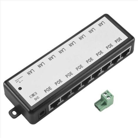 Splitter iniettore PoE a 8 porte per telecamere di rete CCTV, Power over Ethernet IEEE 802.3AF (1/4)