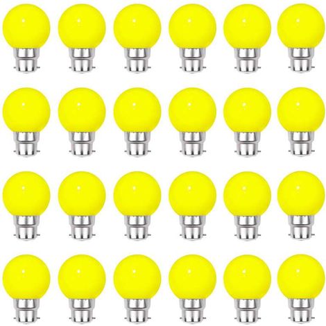 Lot de 24 ampoules Led Jaunes B22 Incassables - Guirlandes guinguette - Culot baïonnette
