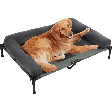 BingoPaw Cama Elevada Perros Gatos Exterior con Manta de Felpa, 130x90x28cm XXL