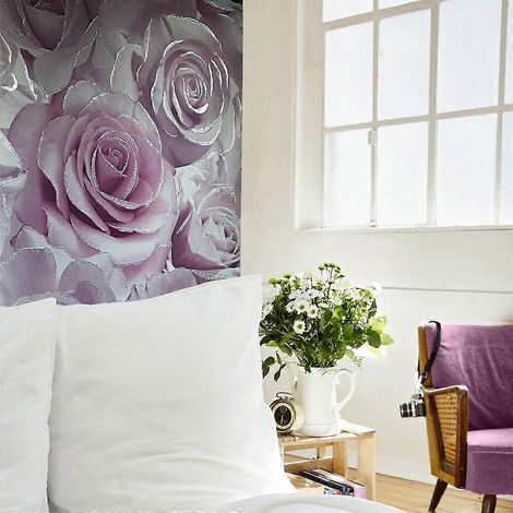 Papier peint floral pailleté Madison Rose