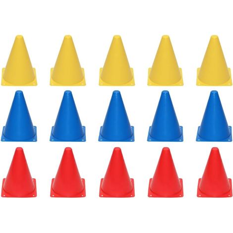 Football Cônes de Signalisation, 15PCS Cônes d'Entraînement, 18CM Cônes de Marquage de l'Espace, Plots de Marquage, Cônes de Formation de Football, pour Football,Sports,Formation(3 Couleurs) (1/5)