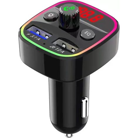 Car charger with FM transmitter, Bluetooth hands-free calling, MP3 player, true 3.1A dual USB ports, PD fast charging -- Q3 color box packaging (1/3)
