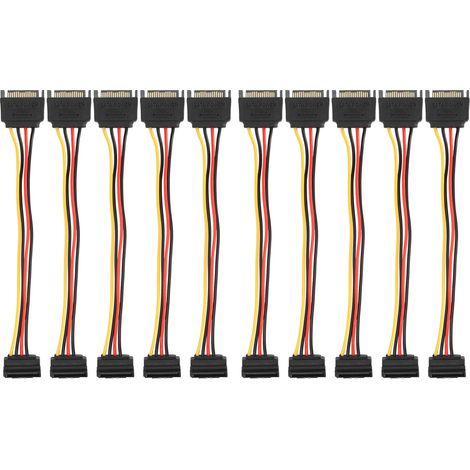 Cable D'alimentation Sata - Extension 15 Broches Mâle Vers Femelle - Pour Disque Dur Et Ssd - Lot De 10 Pièces (1/5)