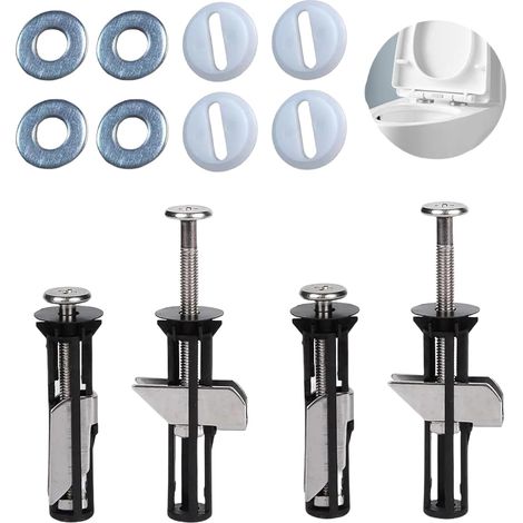 Juego de 4 tornillos para asiento de inodoro, de acero inoxidable, con fijaciones para inodoro, tornillos para bisagras, fácil de instalar, JS2 (1/5)
