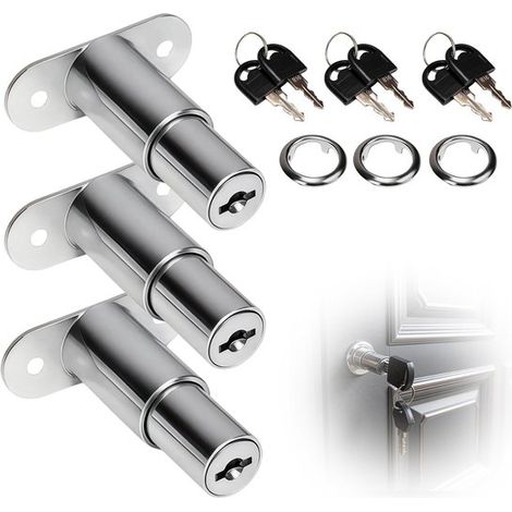 Serrures de porte - Serrures à cylindre à bouton-poussoir - Serrures pour meubles - Serrures pour armoires - Serrures à clé pour meubles (1/5)