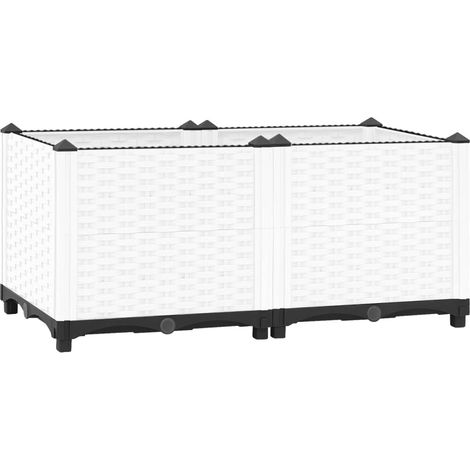 Macetero bancal elevado plantas flores terraza jardín 80 x 40 x 38 cm blanco polipropileno 020039239
