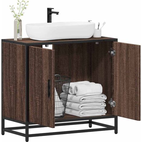 Mueble de lavabo madera de ingeniería roble marrón 65x33x60 cm vidaXL (1/5)