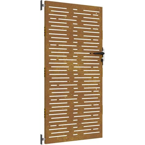 The Living Store Gartentor 85x200 cm Cortenstahl Quadratisches Design - Cortenstahl Tor - Gartentor - Metalltor - Zaun - Gartenzaun (1/6)