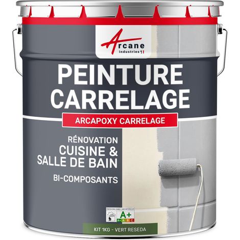 Arcane Industries – Peinture carrelage époxy satinée 1 kg – Résistante aux chocs et aux UV – Application facile sur carrelages et faïences – Couverture jusqu'à 10 m²