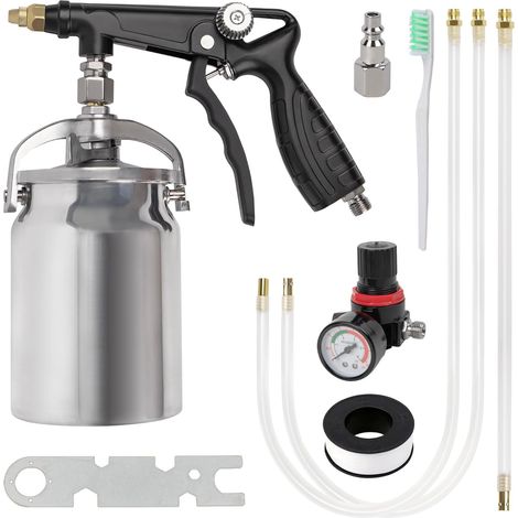 Pistolet d'apprêt pour véhicule, avec Godet en Aluminium de 1000ml, Tuyau de pulvérisation Droit et à 360°, pour sous-Couche caoutchoutée, Protection antirouille pour Voiture (1/5)