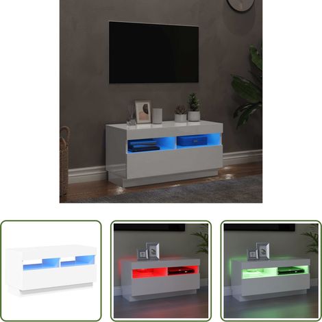LED-Leuchten - TV-Schrank mit LED-Leuchten Hochglanz-Weiß 80x35x40 cm (1/5)
