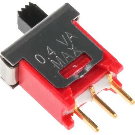 Commutateur à glissière, Unipolaire à deux directions (1RT), Verrouillable, 400 mA @ 20 V, montage Circuit imprimé ( Prix pour 1 )