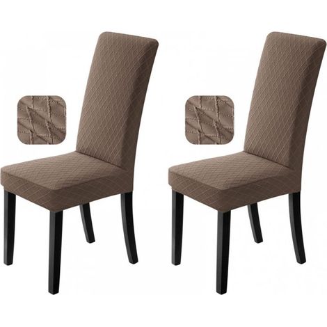 Housses de chaise extensibles,lavables et amovibles, adaptées aux restaurants, bureaux, hôtels, mariages (2 pièces, marron) (1/5)