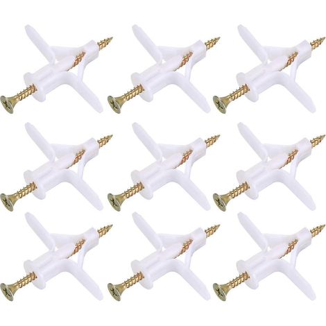 100 pièces de fixation pour plaques de plâtre (50 chevilles, 50 vis), chevilles et vis pour plaques de plâtre creuses (1/5)