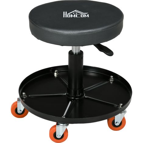Tabouret mécanicien pivotant, hauteur ajustable, plateau 100 kg, garage réparation auto, noir (1/5)