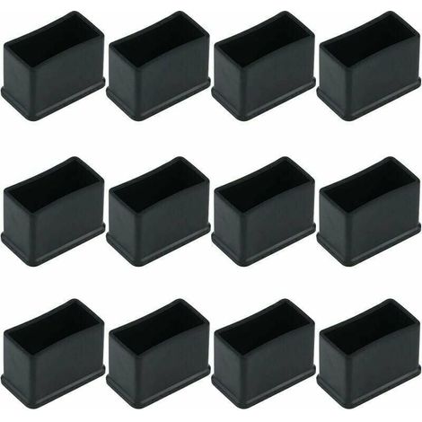 Lot de 12 embouts de protection rectangulaires en feutre de caoutchouc pour pieds de table ou de chaise - Noir, 15 x 30 mm.
