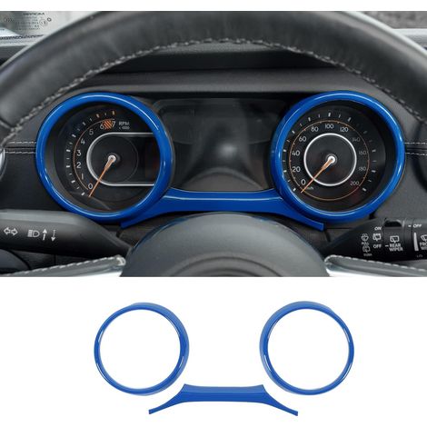 2-teilige Armaturenbrettabdeckungen, Armaturenbrettverkleidung, blaue ABS-Instrumententafelblenden für Jeep Wrangler 2018–2022 JL JLU Gladiator JT Sport X Sahara Rubicon