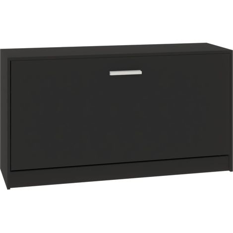 Banc à chaussures bottes commode étagère meuble entrée rangement 80 x 24 x 45 cm bois d'ingénierie noir