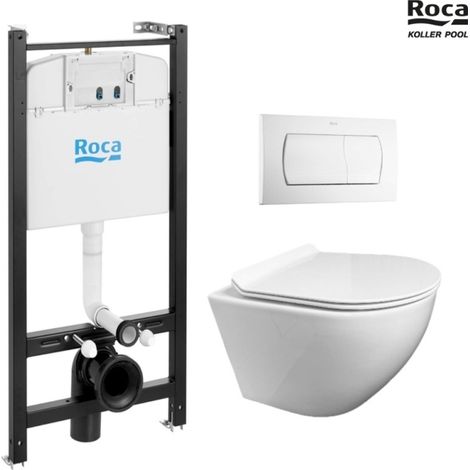 Inodoro suspendido ROCA meridian compacto 48 cm con tapa y asiento soft close (1/5)