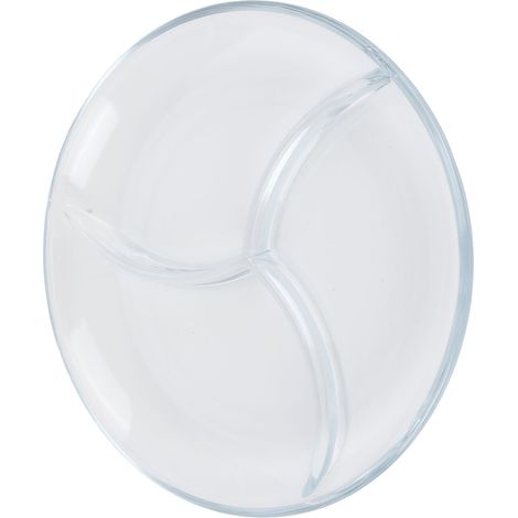 Assiette compartimentée en verre trempé, assiette à goûter réutilisable, vaisselle légère pour gâteaux et fruits (1/5)