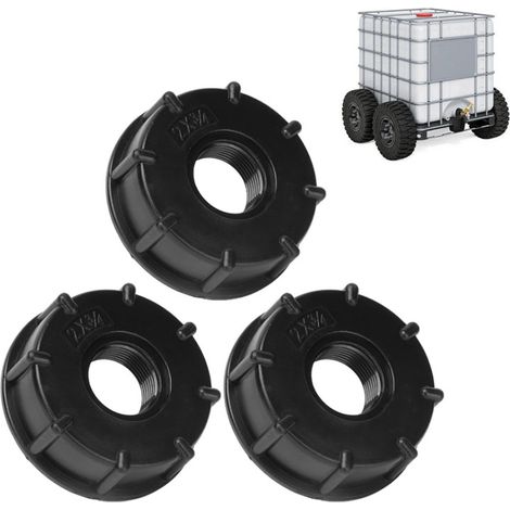 Ej.Life IBC Adaptateur de Réservoir De Vidange Plastique Eau Réservoir Couvercle Adaptateur en S60x6 IBC Adaptateurs Raccords Filetages Épais Robinets, G3/4, 3pcs (1/5)