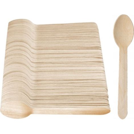 Cuillères en bois jetables 16 cm, 100 pièces. (1/2)