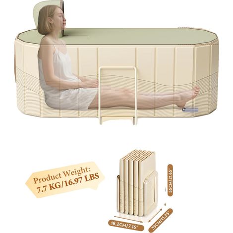 Bañera plegable, diseño aislado, amplio confort, 1,5 m (1/2)