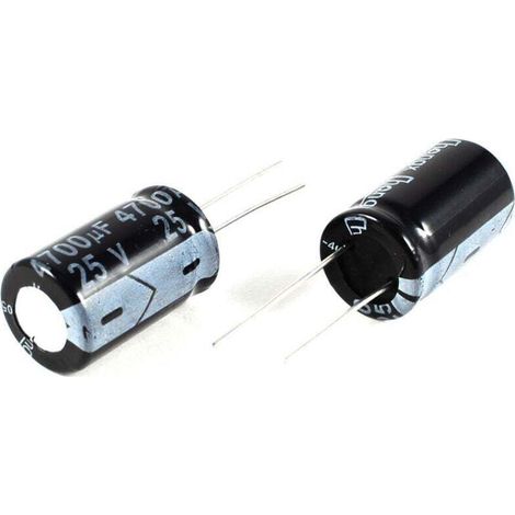 2 Pièces Condensateur Électrolytique Radial 4700uF 25V 105°C Noir 26x16mm