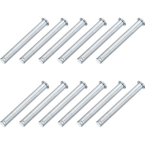 QUARKZMAN 12Pcs M10 x 85mm Goujons À Trou Unique, Goujons À Tête Plate En Acier Au Carbone Zingué Pour Attelage De Remorque, Réparation Mécanique, Équipement Industriel (1/5)