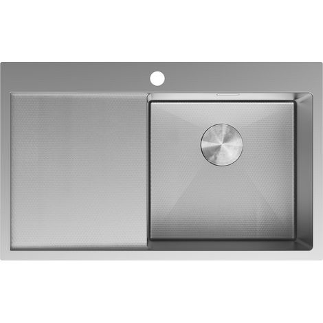 Mexen Exar fregadero de acero inoxidable de 1 seno con escurridor a la derecha 780 x 480 mm, inox HC - 6434781010P-01HC (1/5)