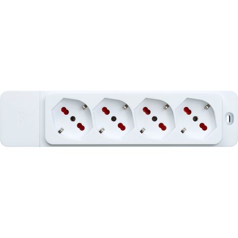 Multipresa con 4 prese bipasso/schuko 10A/16A, senza cavo, bianco, serie Emilia Specialist - Rosi RS8411B