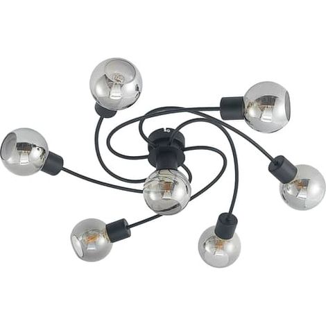 [NEUWERTIG] B-Ware Lindby Deckenlampe Ciala Deckenlampe Deko Deckenlicht E14 7 Flg Schwarz Smoke22