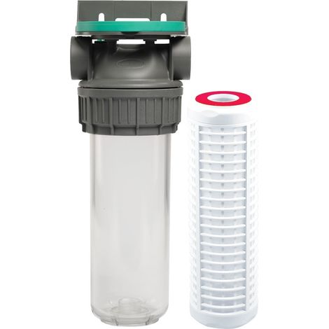 Filtre à eau simple 9' 3/4 3P + cartouche lavable filtration sous évier - connexion 1'