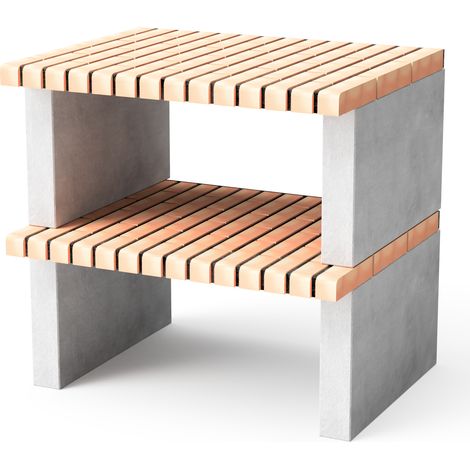 MOVELAR - Caballete lateral módulo Albufeira para Barbacoa de Obra Prefabricada (Gris, naranja - 95 x 70 x 70 cm) - Uso en Exteriores (1/2)