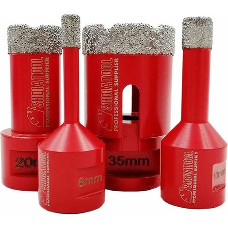 Brocas de diamante de 6 mm, 10 mm, 20 mm y 35 mm, brocas soldadas al vacío con rosca M14 para taladrar en seco baldosas de porcelana, granito y mármol (1/5)