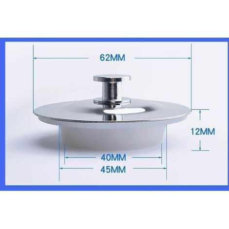 Tappo universale per vasca da bagno, resistente e anticorrosione, adatto per aperture di scarico da 42 a 44 mm, realizzato in acciaio inossidabile, adatto per vasche da bagno, lavandini e cucine. (1/3)