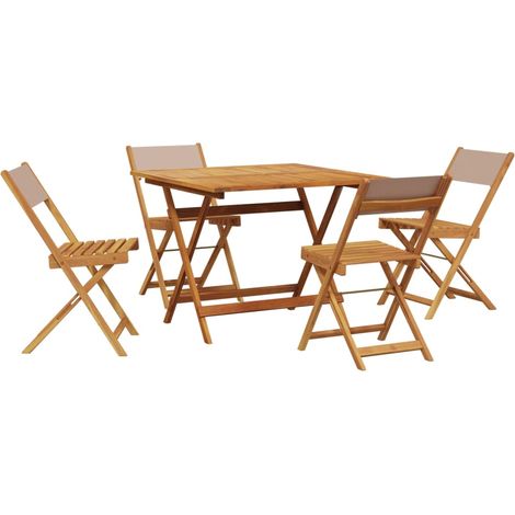 Maison Exclusive - 5-tlg. Garten-Essgruppe Stoff und Massivholz T