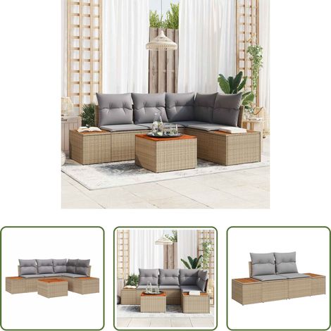 Gartensofa - Gartensofa-set mit Kissen 4 pcs Beige und Hellgrau Polyrattan (1/5)