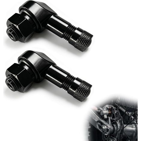 2 Pcs Motorcycle Elbow Valve Extension Valve 90 Degree Motorcycle Tyre Elbow Aluminum M8 0.8cm for Motorcycle Scooter Electric Scooter Metal Black (1/5)