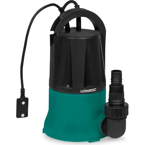 Vonroc – Pompe submersible 400W – Débit 6000l/h – Aspiration plate jusqu’à 1mm – Interrupteur à capteur – Eaux propres