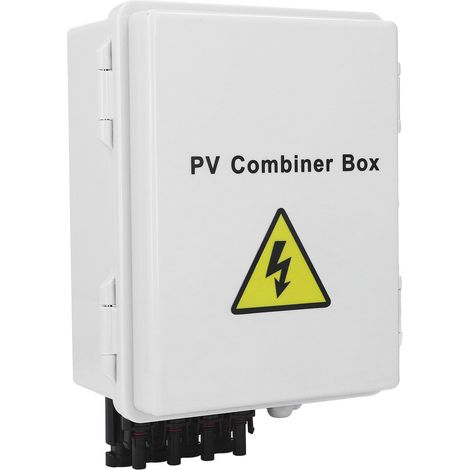 Boîtier de raccordement photovoltaïque étanche pour 4 chaînes, 10 AWG CC, avec fusible 15 A et disjoncteur 63 A (1/5)