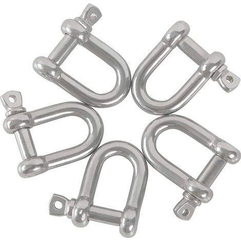 M8 D-Manille 304 Acier Inoxydable D-Manille Goupille Tendeur U-Manille Avec Serrure 6PCS (1/5)