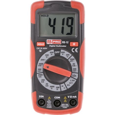Multimètre RS12 RS PRO Portable, 600V c.a. ( Prix pour 1 ) (1/3)