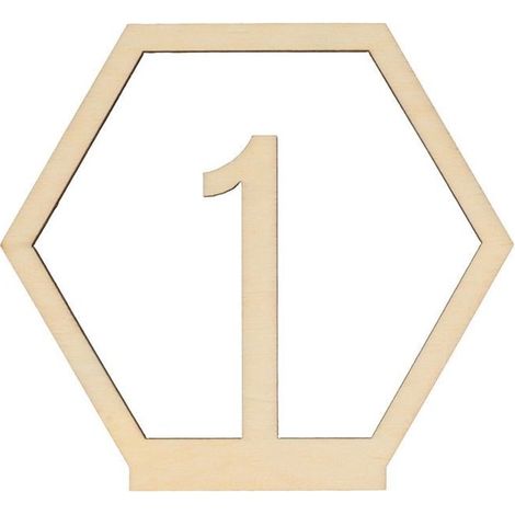 Numéros de table en bois - ARTEMIO - 1 à 15 - 10,5 cm - 15 pièces - Bois naturel (1/4)
