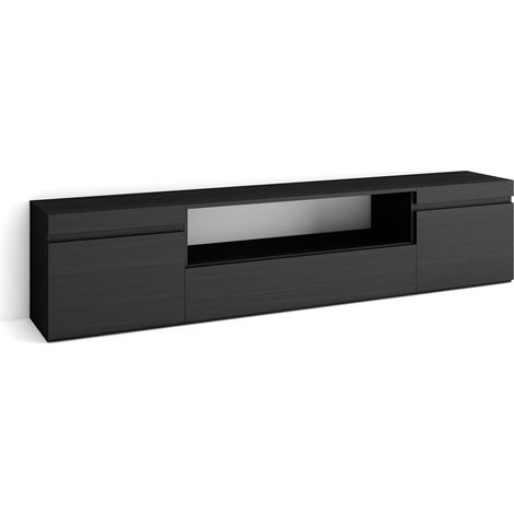 Skraut Home - Mobile TV Soggiorno, Ampio spazio a disposizione, 200x45x35cm, Per TV fino a 80", Mobile Soggiorno, Stile moderno, Nero (1/5)