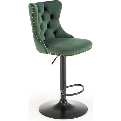 Chaise de bar en velours vert foncé avec dossier capitonné Mandy (1/5)