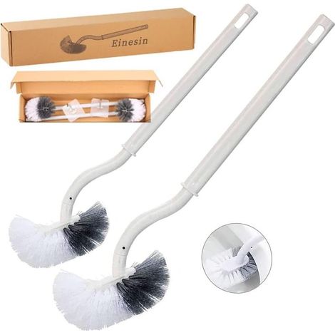 Brosse de toilette en plastique, brosse à poils et long manche en plastique, outil de nettoyage pour la douche, les coins, la cuisine, nettoyage en profondeur, blanche (1/5)