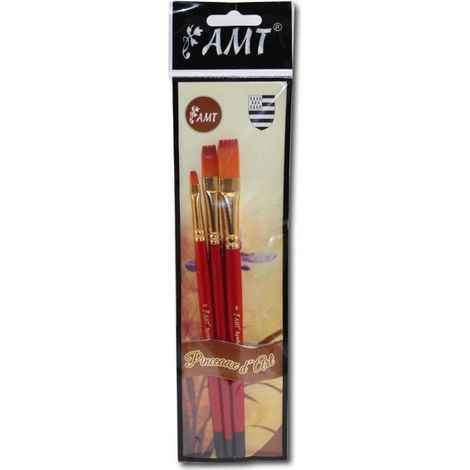 Lot De 3 Pinceaux D'Art - Plat N°0 - Plat N°6 - Plat N°8 - Amt